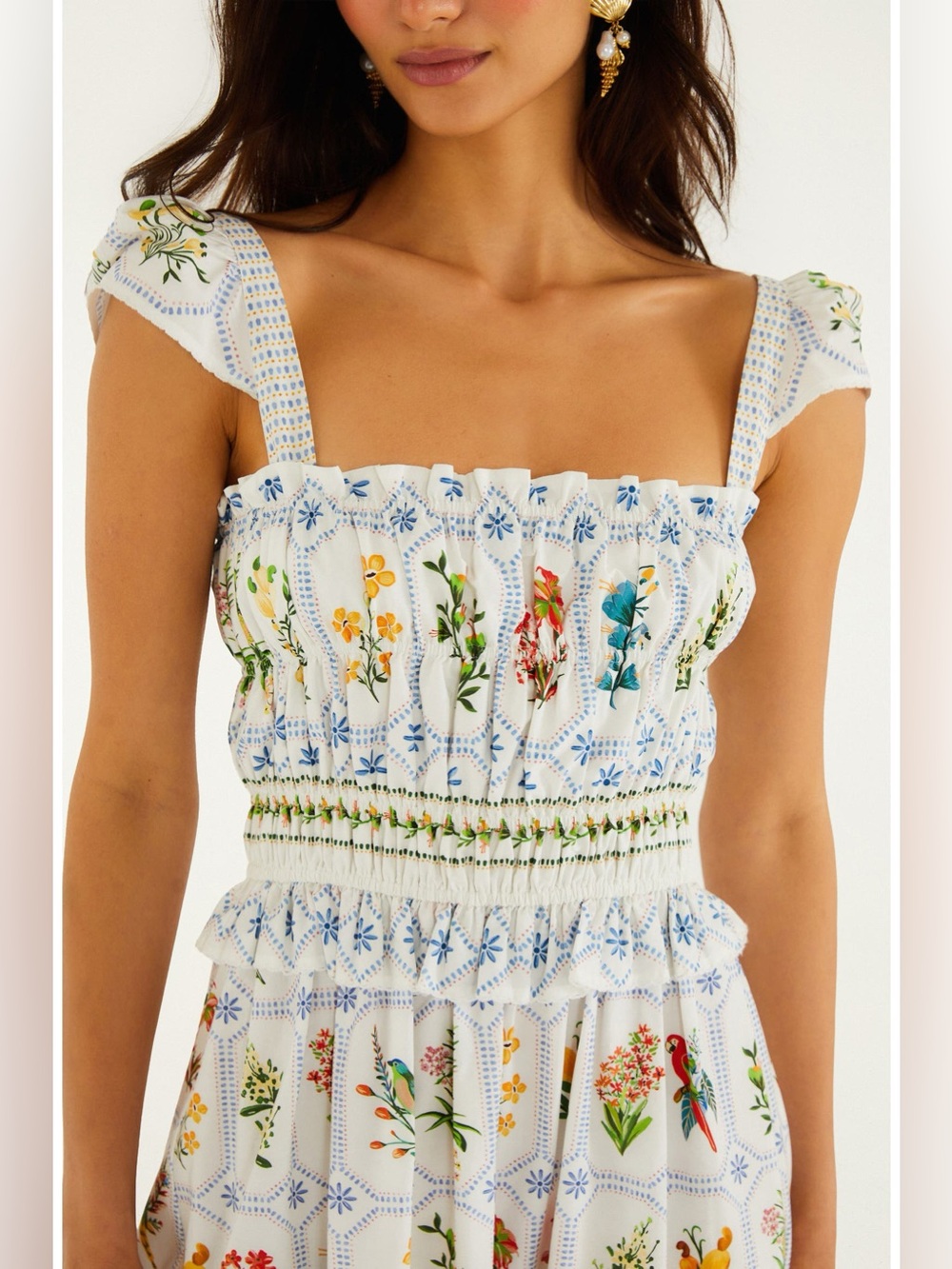 NWT Farm Rio Tropical Porcelain print maxi dress - Picture 3 of 10